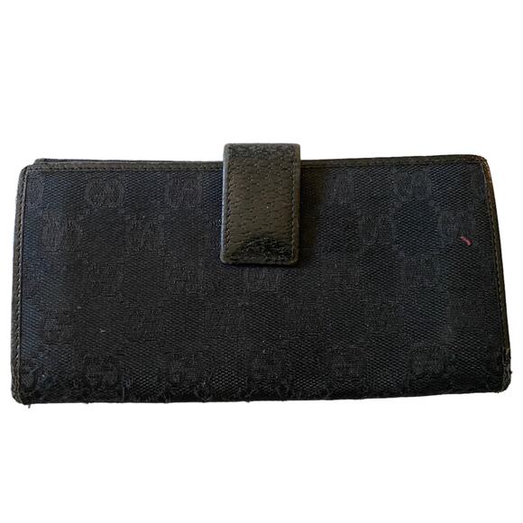 Gucci Black Authentic Monogram Canvas GG Snap Bifold Wallet - Picture 2 of 10
